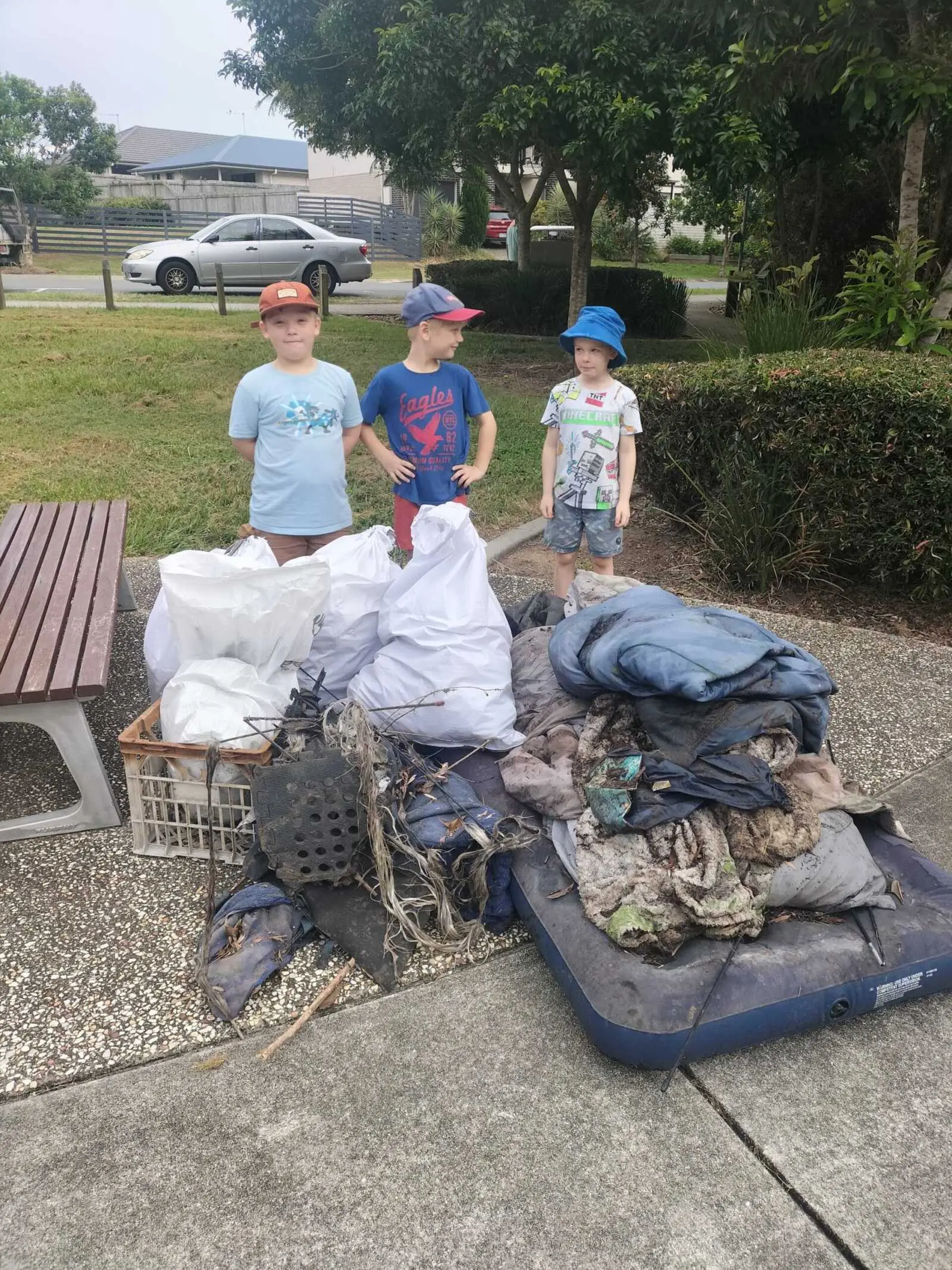 Juniors with their rubbish haul
