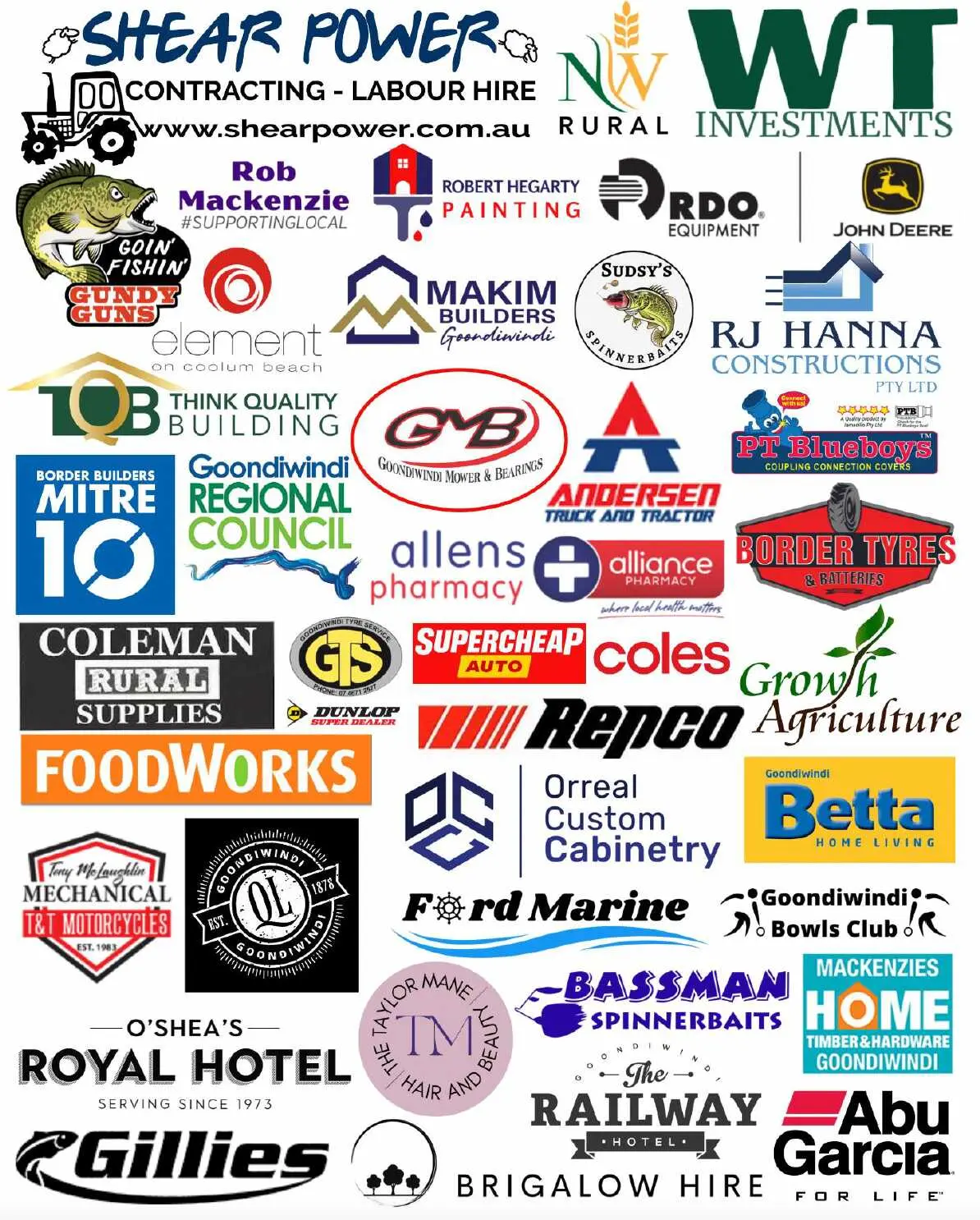 all of the logos from the sponsors supporting the 2024 Goondiwindi Classic